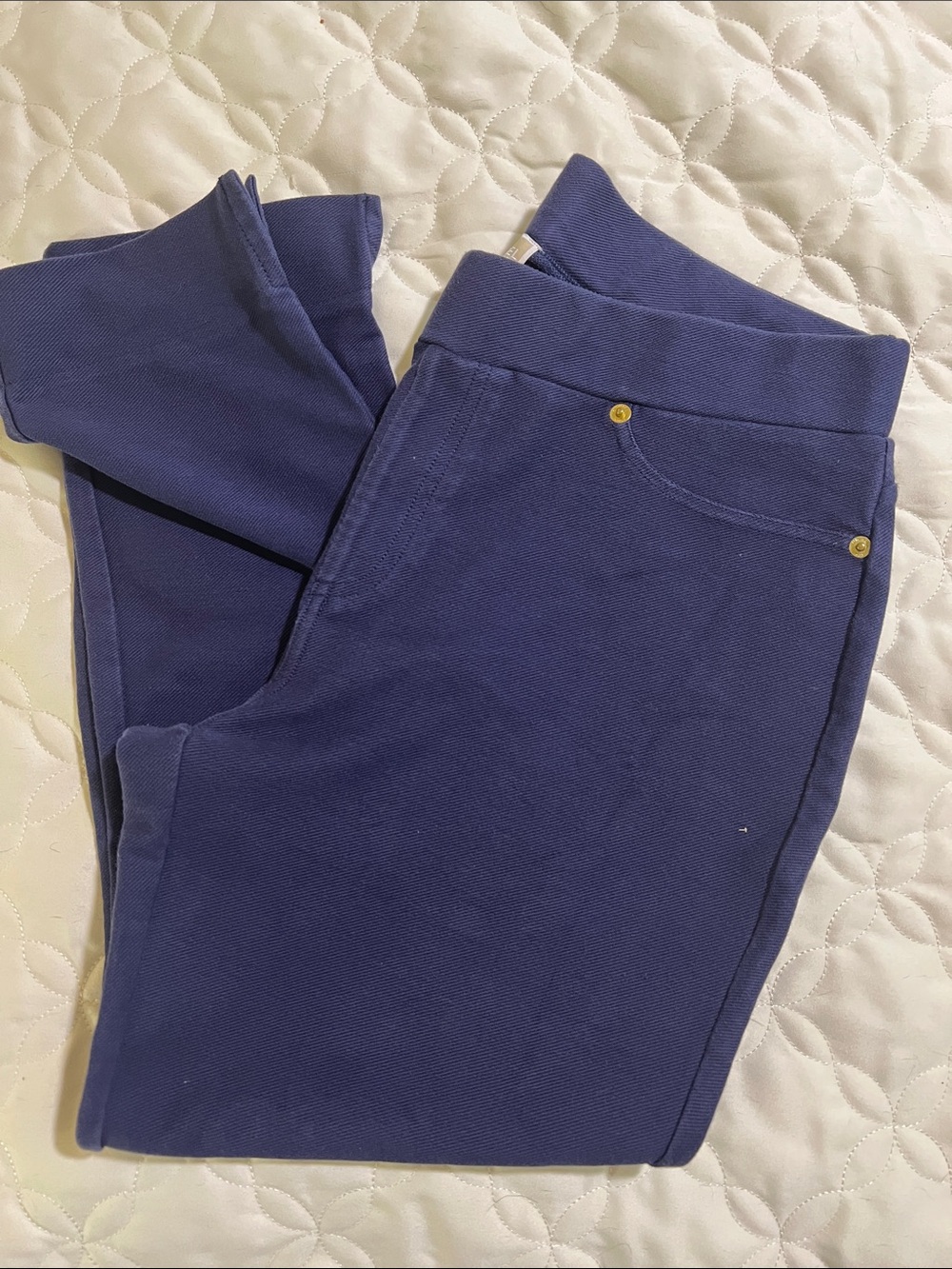 Michael Kors Dark Blue Stretch Pull On Trousers with Faux Front Pockets